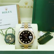 Gents Rolex Datejust 36 116233 18ct Yellow Gold   Stainless Steel case with Black Diamond Set  dial