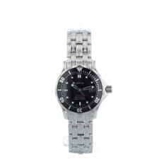 Ladies Omega Seamaster 21230286101001 Steel case with Black Wave dial