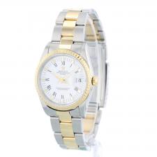 Ladies Rolex Date 34 15223 18ct Yellow Gold Stainless Steel case with White dial