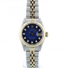 Ladies Rolex DateJust 69173 18ct Yellow Gold Stainless Steel case with Blue Vignette Diamond dial