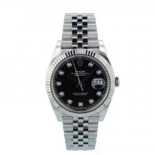 Gents Rolex Datejust 41 126334 Stainless Steel case with Black Diamond dial