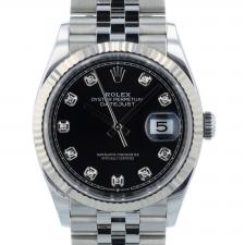 Gents Rolex Datejust 36 126234 Steel case with Black Diamond dial