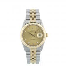 Gents Rolex DateJust 16233 18ct Yellow Gold Stainless Steel case with Champagne Diamond Set dial