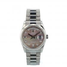 Gents Rolex Day Date 118239 18ct White Gold case with MOP Diamond dial
