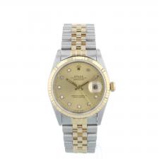 Gents Rolex Datejust 16233 18ct Yellow Gold Stainless Steel case with Champagne Diamond Set dial