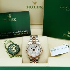 Ladies Rolex DateJust 31 278271 18ct Rose Gold Stainless Steel case with Silver Floral Motif Diamond dial