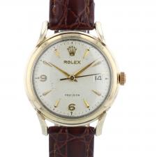 Gents Rolex Precision 9 CT case with Silver dial
