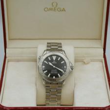 Gents Omega Seamaster 300 22305000 Stainless Steel case with Black Wave dial