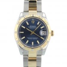 Ladies Rolex DateJust 178313 18ct Yellow Gold Stainless Steel case with Blue dial