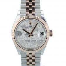 Ladies Rolex DateJust 31 278271 18ct Rose Gold Stainless Steel case with Silver Floral Motif Diamond dial
