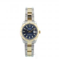 Ladies Rolex DateJust 178313 18ct Yellow Gold Stainless Steel case with Blue dial