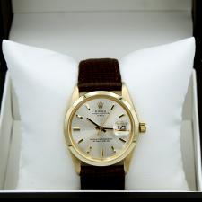 Gents Rolex Oyster Perpetual Date 1500 9 CT case with Silver dial