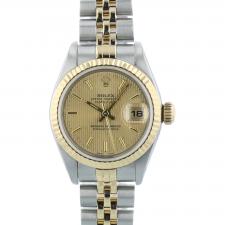Ladies Rolex Datejust 79173 18ct Yellow Gold Stainless Steel case with Gilt Tapestry dial