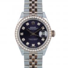Ladies Rolex DateJust 28 279381RBR 18ct Yellow Gold   Stainless Steel case with Aubergine dial