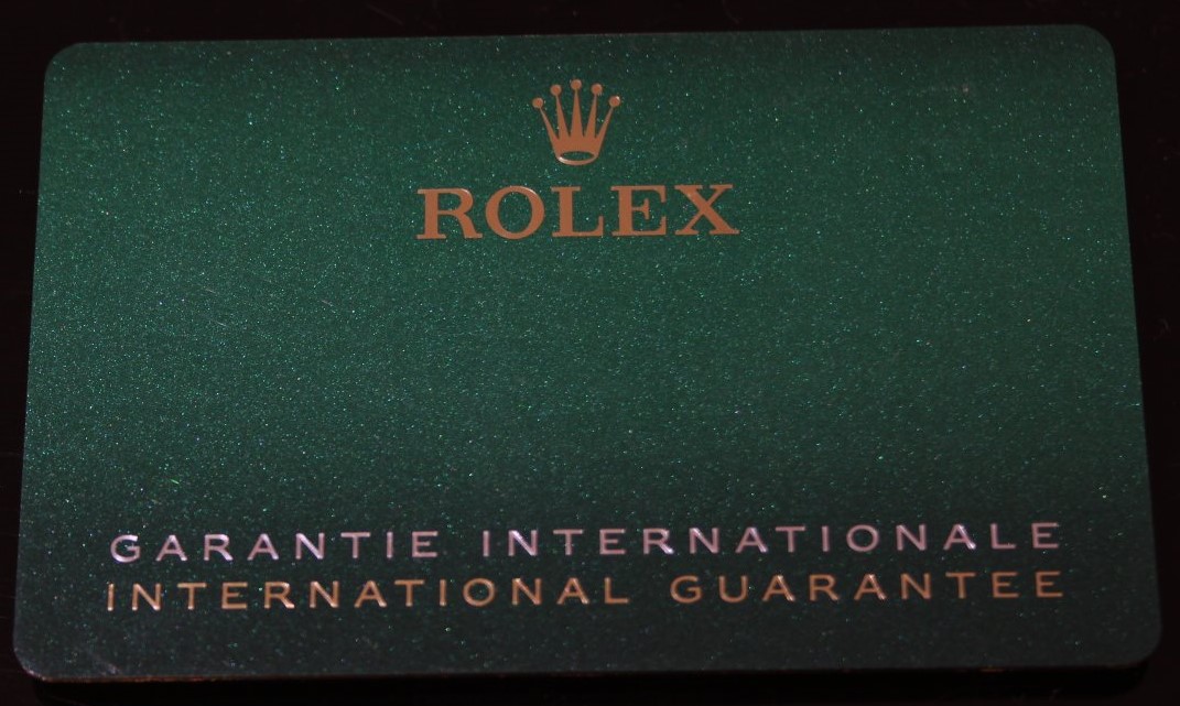 Rolex Warranty Card Front