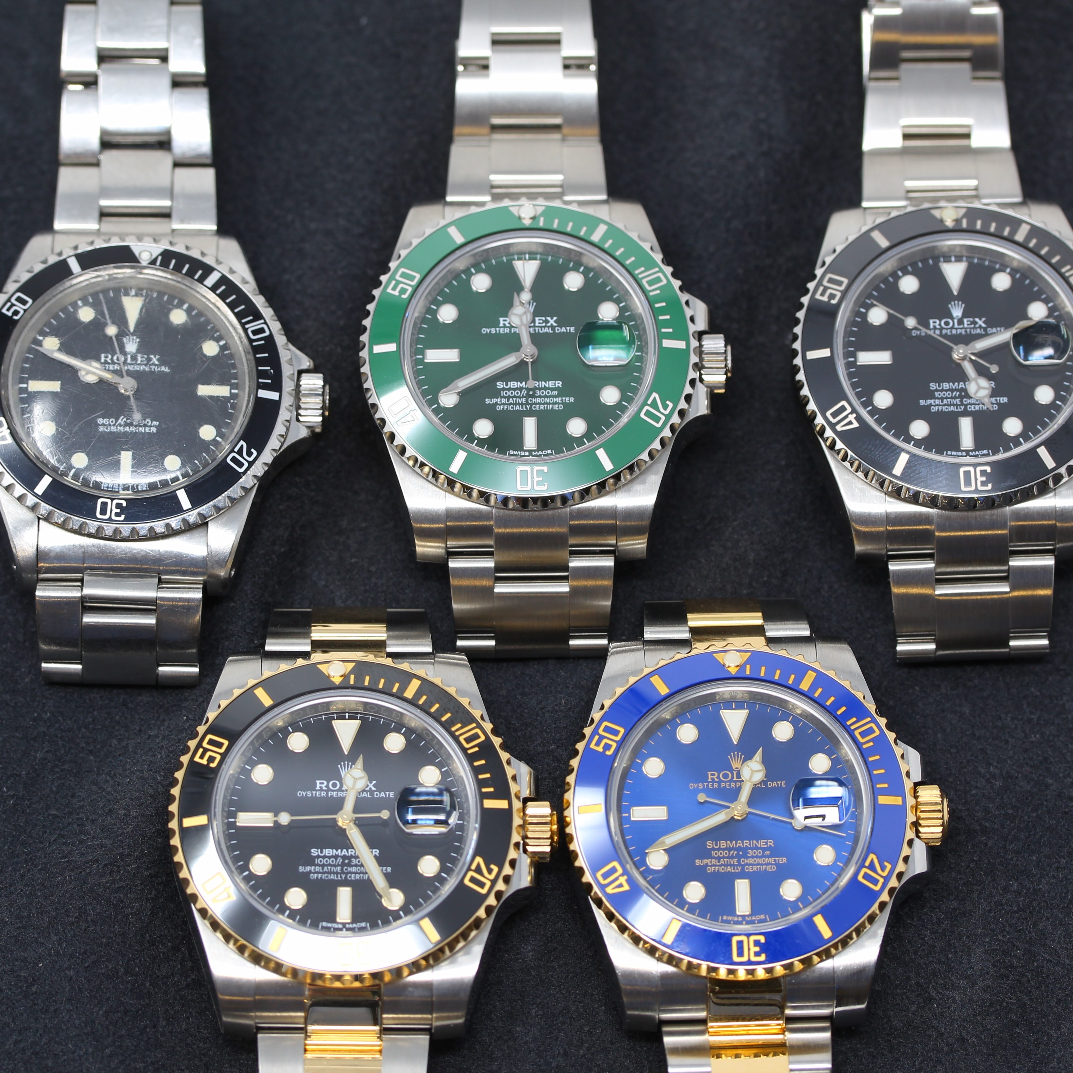 A selection of the Rolex Submariner Models